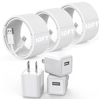 3Pack 10FT Long iPhone Charger,[Apple MFi Certified] Cube Phone Charging Transfer Cord 10Foot Lightning Cable USB Plug Wall Charger Block Travel Adapter for iPhone 14/13/12/11/SE 2022/8/7/XS/XR/X/iPad