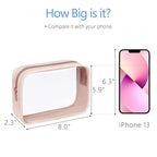F-color TSA Approved Toiletry Bag 3 Pack Medium - Clear Makeup Bag Travel Quart Size for Women Men, Clear Cosmetic Bag Airport Airline Compliant Carry on Bag, Nude Pink