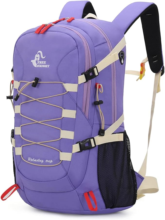 Bseash 40L Waterproof Hiking Backpack with Rain Cover, Outdoor Sport Travel Bag Daypack for Camping Climbing Skiing Cycling (Violet)