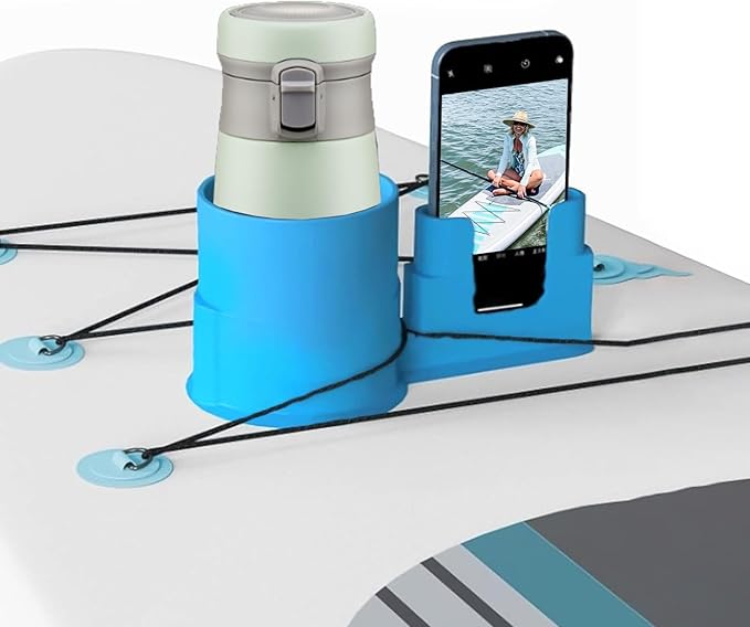 Paddleboard Cup Holder，Non-Tipping Kayak Cup Paddle Board and Stand Up Paddle Board Accessories，2 in 1 Stand Up Paddleboard Drink Holder for Types of Cup Bottle Drink & Phone Holder