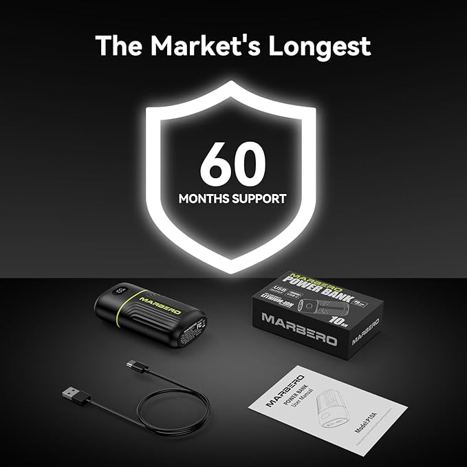 MARBERO Portable Charger 10000mAh Mini Power Bank USB C in&out Fast Charging Battery Pack Compact External Phone Powerbank Compatible with iPhone 16 15 14 13 12 Samsung S22 S21 Google AirPods iPad etc