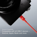 Beats USB-A to USB-C Woven Cable Fast Charging Durable and Tangle-Free Design Compatible Charger for Apple & Android Devices (1.5 m, 5 ft) - Rapid Red