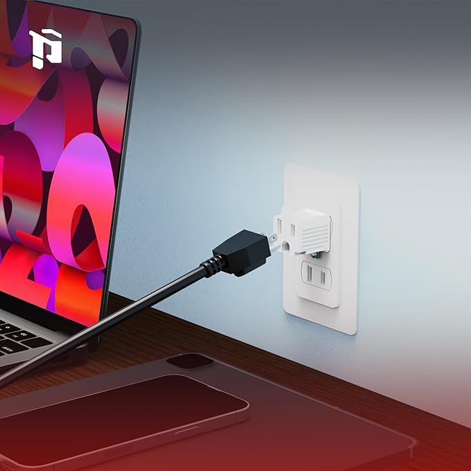 PLUGTUL 2 Prong to 3 Prong Outlet Adapter, Polarized Grounded Outlet Converter, Wall Outlet Plug for Household, Workshops, ETL Listed, 6-Pack, White