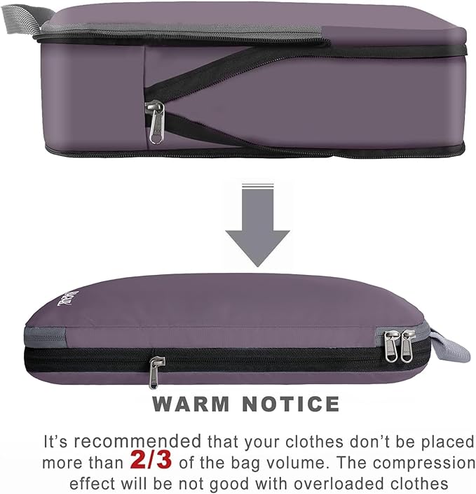 BAGAIL 4 Set/6 Set/8 Set Compression Packing Cubes Travel Accessories Expandable Packing Organizers (Cloth Pattern, 4-Dark Greyish)