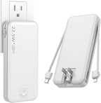 Portable Charger with Built in Cable and AC Wall Plug, USB C Power Bank 12000mAh 22.5W Super Fast Charging, Lightweight Portable Phone Charger Travel Battery Pack for iPhone, ect