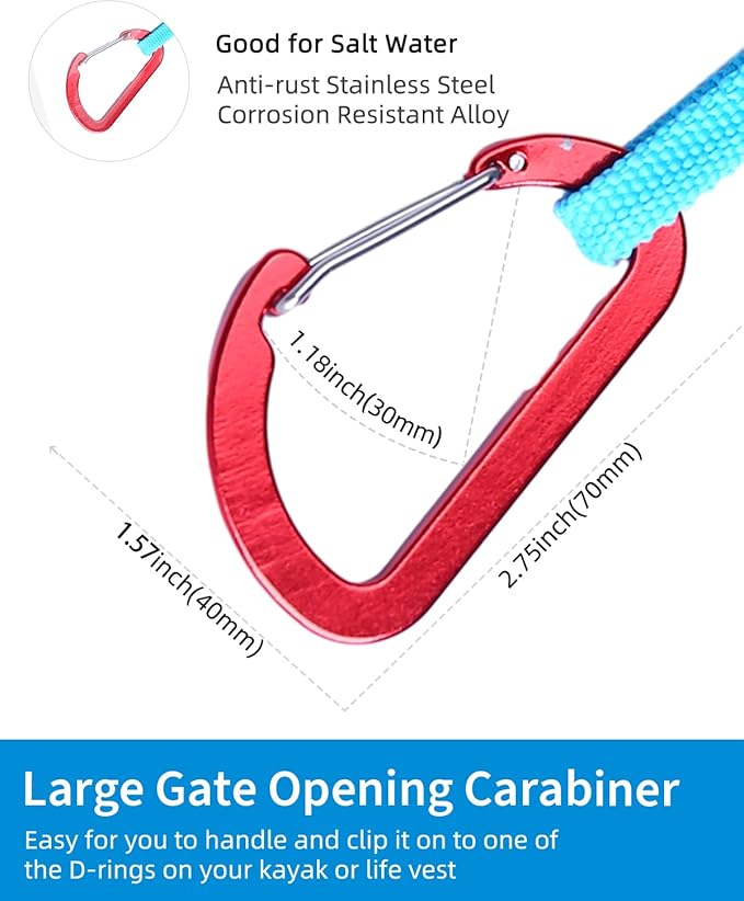 OCEANBROAD Kayak Paddle Leash Stretchable Strap Lanyard Rope for SUP Kayaking Boating Canoeing Fishing Pole Rod 4-7 Feet