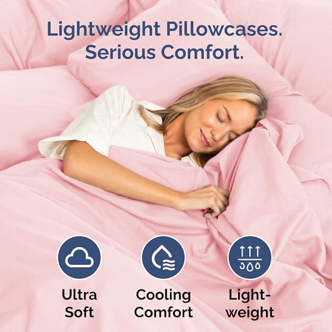 Pillowcases - Ultra Soft Hotel Quality Pillowcase Covers - Comfy, Cozy & Wrinkle Free - Shrinkage, Stain & Fade Resistant - Machine Washable Pillow Protectors - (Queen, Baby Pink, 4 Piece Set)
