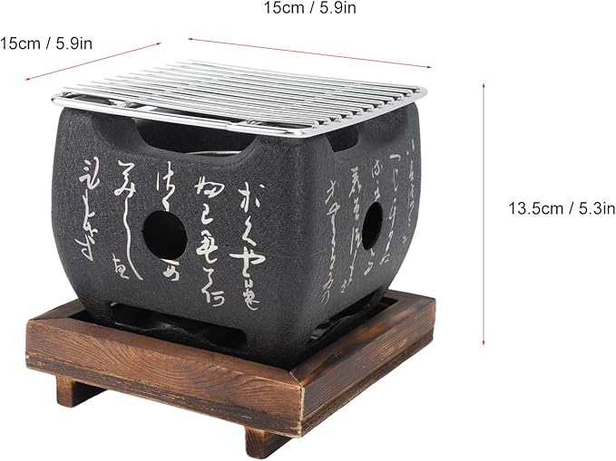 Hapivida Portable BBQ Grill, Compact Japanese Mini Barbecue Stove with Even Heat Distribution 19.5x18cm for Outdoor Cooking