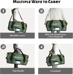 Waterproof Motorcycle Duffel Bag Roll Top Dry Duffel Bag with Quick-fixed Straps for Rafting, Boating, Kayaking, Travel, 50L(Army Green)