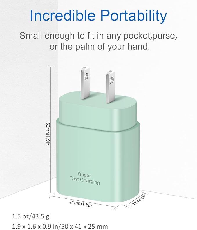 Type C Charger Fast Charging for iPhone 17 16 15,USB C Samsung Chargers Block 25W Super Fast Chargers for Samsung Galaxy S25/S24 S23 S22 S21/iPhone Air/17/17 Plus/17 Pro Max/16 Pro Max/15 Plus(Green)