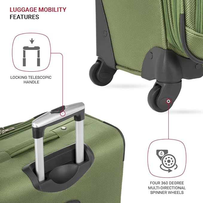 SwissGear Sion Softside Expandable Luggage, Evergreen, Checked-Large 29-Inch