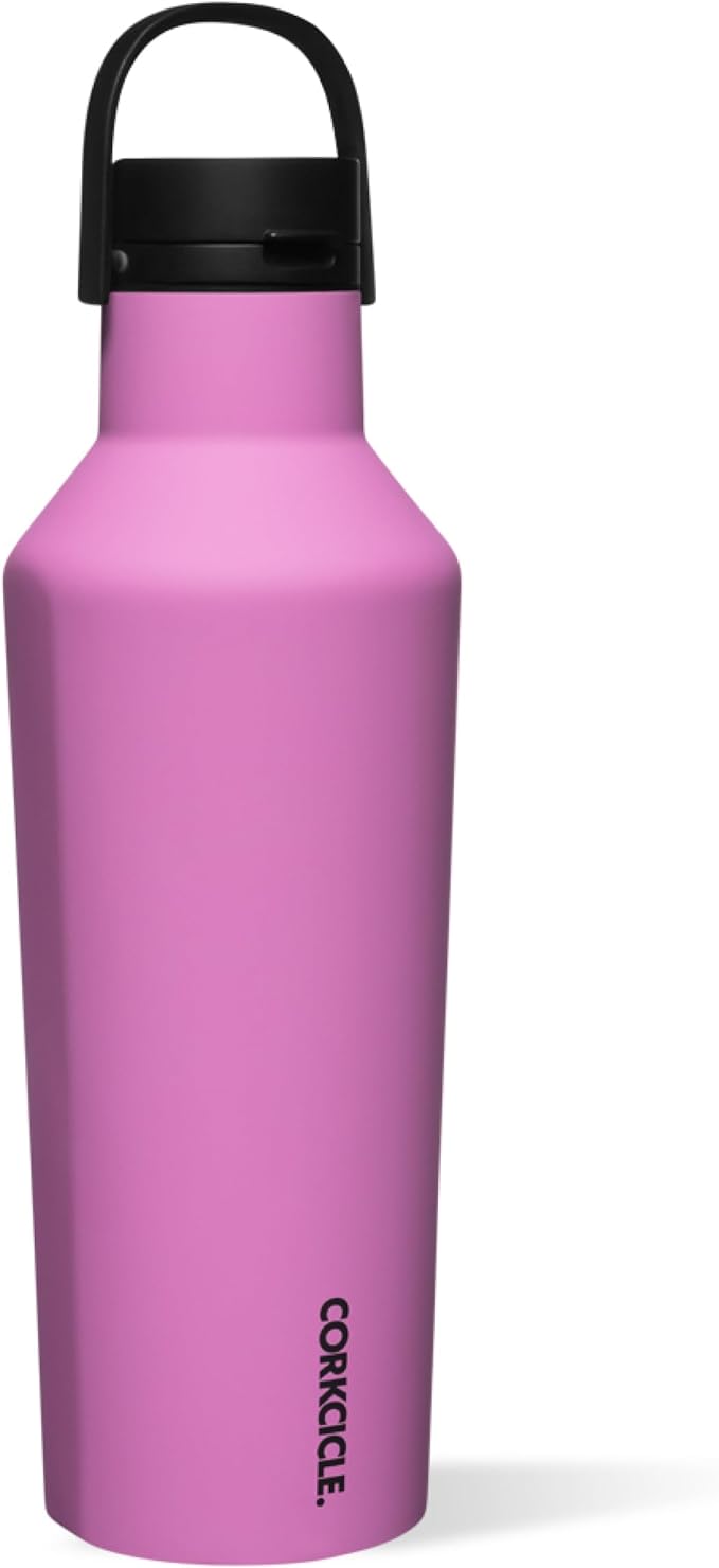 Corkcicle Sport Canteen - Keeps Drinks Cold 25 Hours - Stainless Steel Water Bottle - Triple-Insulated - Spill-Proof - Summer Drinkware Gift - Keeps Drinks Ice Cold - 32 oz - Fuchsia