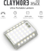 CLAYMORE 3Face Mini (Light Gray) - Lightweight and Portable LED Area Light for Outdoors, Camping, Tent, Emergency, and Industrial Use. Rechargeable Lantern with USB-C, Up to 60 Hours Battery Life.