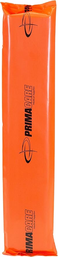 Primacare IS-5116 Padded Wood Splint with Vinyl Casing for Fractured Limbs, Full Arms, Legs, Universal Waterproof Medical Splints for First Aid and Emergency Support, 16", Orange