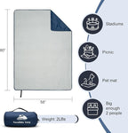 Fleece Waterproof Outdoor Blanket - Windproof Stadium Blanket for Camping, Picnics, and Sports Stay Dry and Comfortable 80"x 58"(Blue)