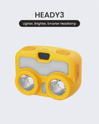 Claymore HEADY3 Yellow Rechargeable Headlamp – Compact 500 Lumens LED with Motion Sensor 6 Light Modes USB-C Rechargeable IP54 Water Resistant Up to 65 Hrs Runtime for Camping, Running, Outdoor