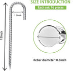 J-Hook-Rebar-Stakes-12-Inch-16-Pack, Ground Stakes Heavy Duty for High Winds Galvanized Anti-Rust Metal Stakes for Ground Heavy Duty Ground Anchors for Garden Dog Fence Chicken Coop Water Pipe