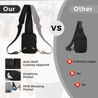 VADOO Sling Bag, Crossbody Bag with Zipper Lock, RFID Blocking & Water Resistant for Men and Women