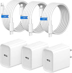 10FT iPhone Fast Charger 3+3Pack 20W USB C Wall Charger with 10FT Fast Charging Cable Compatible with iPhone 14/13/12/11/Pro/Pro Max 20251010