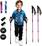 Hiking Trekking Poles, 2 Pack Anti Shock, Adjustable, Collapsible Hiking Poles for Trekking or Walking, Lightweight Aluminum Sticks for Children