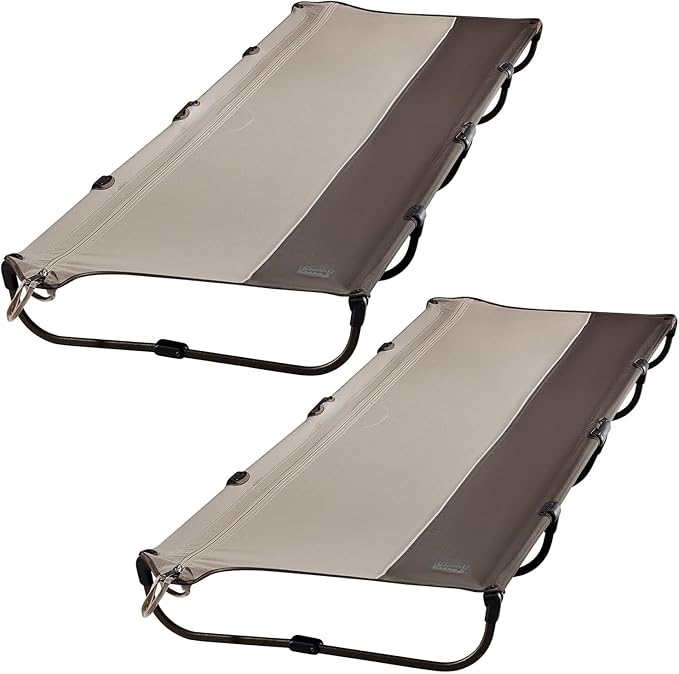 TIMBER RIDGE Lightweight Aluminum Camping Cot, 20-Second Quick Set-Up Folding Cot with Zipper Closure, Portable Carry Bag Included for Camping, Travel and Outdoors, Support up to 225lbs, Tan 2pcs