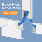 1260in Cord Hider Kit, Cord Covers for Wires on Wall, Paintable Cable Raceway, Cord Hider for Wall Mount tv, tv Cable Hider Wall kit, Wire Covers for Cords, 80X L15.75 X W0.96in X H0.57in, White