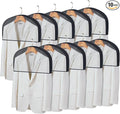 Shoulder Covers for Hanging Clothes (Set of 10) Breathable Garment Dust Covers Clothes Protectors Covers for Closet with 2" Gusset for Suit, Coats, Jackets, Dress
