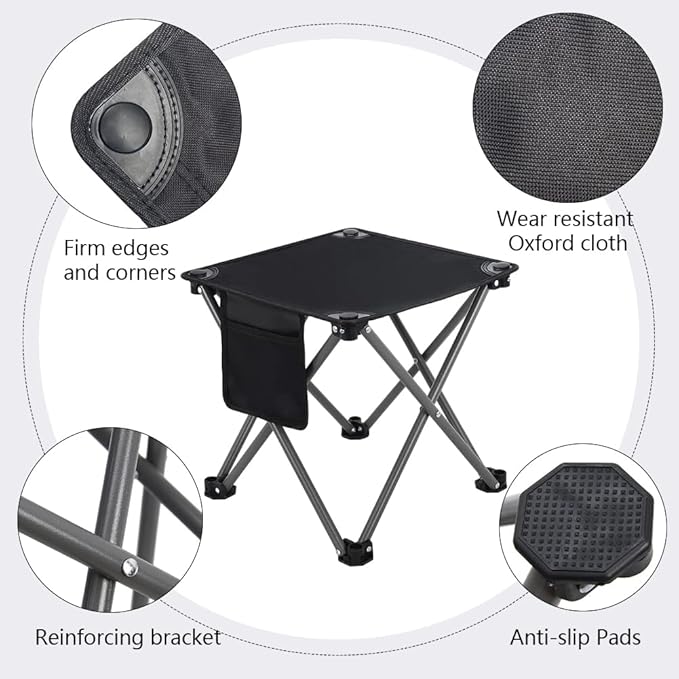 3 Pack Camping Stool, Camping Foot Stools Portable Folding Camp Stool with Storage Bag, Folding Stool Suitable for Fishing, Beach, Picnic,Outdoor - Black