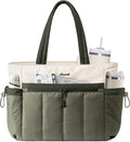 LOVEVOOK Puffer Bag for Women, Ultra-Lightweight Work Tote with Organized Compartments, 15.6/17.3“, Travel Carry-on & Gym Bag