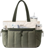 LOVEVOOK Puffer Bag for Women, Ultra-Lightweight Work Tote with Organized Compartments, 15.6/17.3“, Travel Carry-on & Gym Bag