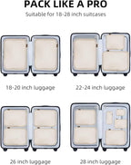 6 Set Compression Packing Cubes, Suitcase Storage Bags for Clothes and Travel Essentials (Cream White)