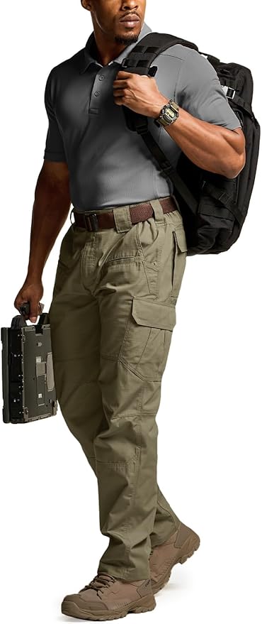 CQR Men's Tactical Pants, Water Resistant Ripstop Cargo Pants, Lightweight EDC Work Hiking Pants, Outdoor Apparel