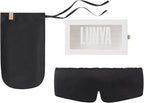 Lunya Sleep Mask with Box - Washable Silk Sleeping Mask and Headband for Beauty Routines - Thermoregulating Comfort for Restful Nights - Silk Eye Mask for Women - Immersed Black