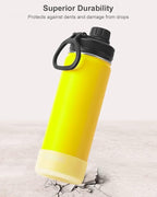 KOODEE Stainless Steel Water Bottle, 26 oz Double Wall Vacuum Insulated Sports Bottle with Leakproof Spout Lid (Yellow)