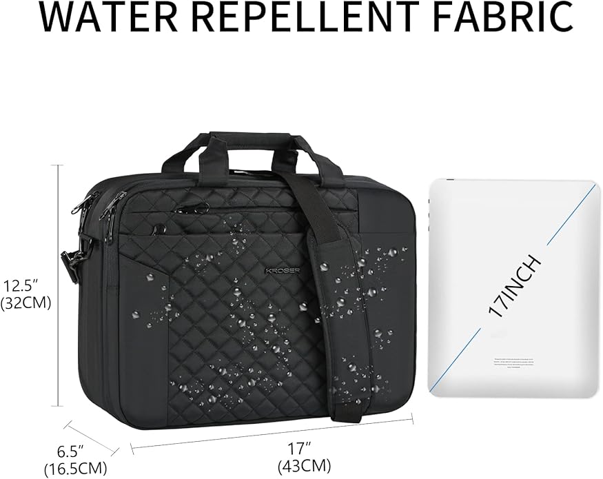 KROSER Laptop Bag 15.6 Inch Briefcase Shoulder Bag Water Repellent Laptop Bag Bussiness Carrying Handbag