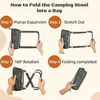 Portable Ultralight Foldable Stool, Camping Chair Fishing Stool, Handbag Style Pocket Foldable, Supports 330lbs for Camping, Hiking, Backpacking, Picnic, Outdoor & Travel (Yellow, Large)