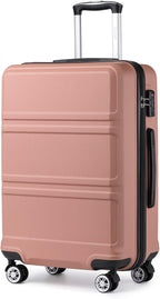 Kono 24 Inch Luggage Suitcase Lightweight with Spinner Wheels TSA Lock Hardside Medium Checked Luggage Durable Rolling Suitcase Nude/Rose Pink