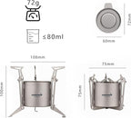 Titanium Backpacking Stove System, Cup/Portable Alcohol Stove/Foldable Spork -750ml Camping Combo (only stove)