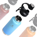 Modern Water Bottle with Straw Lid Dustproof, 3 Lids Vacuum Insulated Stainless Steel Metal Thermos, Reusable Leak Proof BPA-Free Flask for Gym, Travel, Sports-32 Oz Gradient Blue