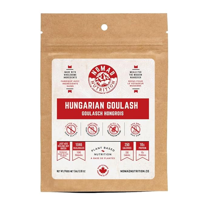 Nomad Nutrition Hungarian Goulash | Instant Freeze Dried Backpacking & Camping Food | Plant-Based, Non-GMO Hiking Meals with High-Energy, Vegan, Gluten-Free | 56g - 2 Pack