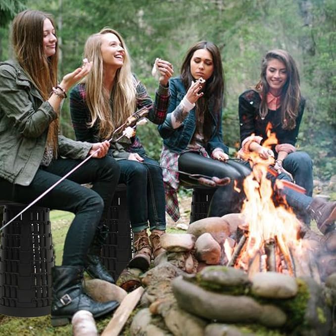 2025 Collapsible Stool Chair, Upgraded Folding Stool for Adults Lightweight, Sturdy, Adjustable, Portable, Foldable Seat Sturdy Stools for Outdoor Camping Fishing Hiking Gardening BBQ