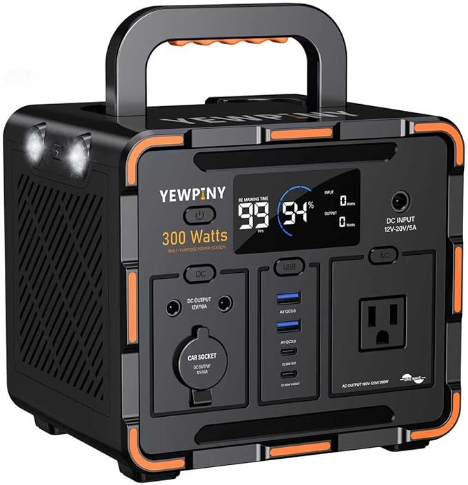 300W Portable Power Station, Solar Generator 259Wh, 70,000mAh LiFePO4 Battery with 65W USB-C PD&Pure Sine Wave AC, Solar Charging for Camping,Home Backup,Emergency Power(SOS Light & LCD Display)