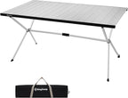 KingCamp Camping Table Roll up Aluminum Folding Table Lightweight Large Portable Foldable Camp Table for Picnic Camping Barbecue Backyard Beach Tailgate Indoor Outdoor, 4-6 Person, Support 176lbs