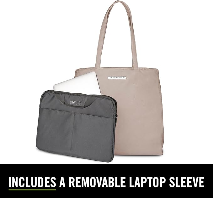 Kenneth Cole REACTION Marley Vegan Pebble Leather Tote, Taupe, 16" Laptop Tote