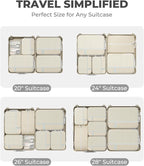 Percover Compression Packing Cubes 6-Piece Set, Packing Cubes Compression for Travel with Multi-Size Organization, Travel Organizer for Carry On & Checked Luggage, Beige