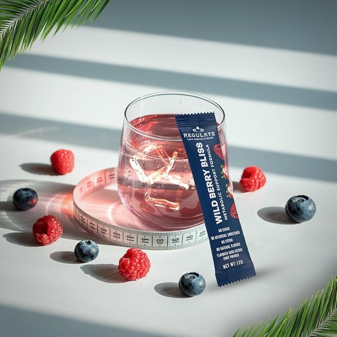 Regulate – Wild Berry Bliss Electrolyte Drink Mix | 30 Sticks | with Chromium & Electrolytes | Sweetened with Allulose & Monk Fruit | No Sugar, No Stevia | Vegan, Gluten-Free