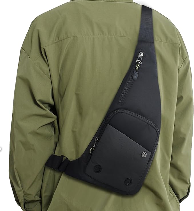 Peicees Sling Bag for Men Women Shoulder Bag Backpack Strap Pockets Chest Bag for Running Hiking Camping Exercise Outdoor