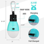 EverBrite Rechargeable Camping Light, Portable Tent Lantern, 3 Lighting Modes, Hanging Tent Light Bulbs with Clip Hook for Hiking, Fishing, Backpacking, Emergency and More-Blue