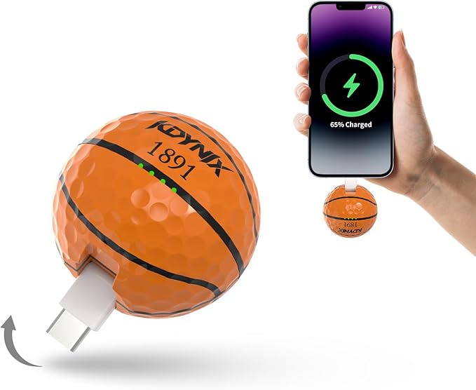 2000mAh Creative Golf Ball Power Bank, Emergency Mini Power Portable Charger USB-C, Compatible with iPhone15,16，17，15 Plus,15 Pro Max, Gift for Golf Lover Men Women (Basketbal Golf Power Bank)
