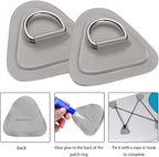 TOBWOLF 6 Pack 3.54" / 9cm Stainless Steel D-Ring Patch for Inflatable Boat Kayak Dinghy SUP, Triangular D-Ring PVC Patch Stand-Up Paddleboard Canoe Rafting Accessories, NO Glue Included